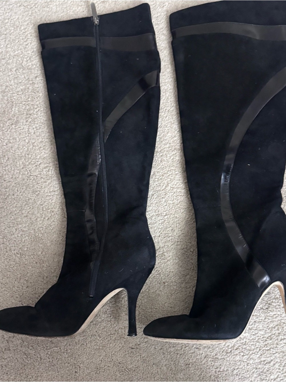 Via Spiga Black Suede Over-the-Knee Stiletto Boots